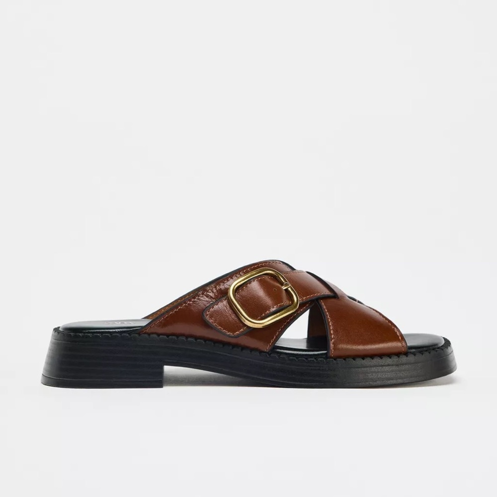 ZARA NWT Brown Leather Sandals